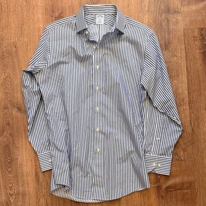 Brooks Brothers Navy & White Vertical Stripe Dress Shirt